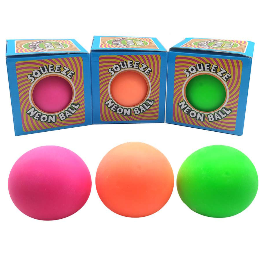 Squeeze Neon Ball 10cm Assorted