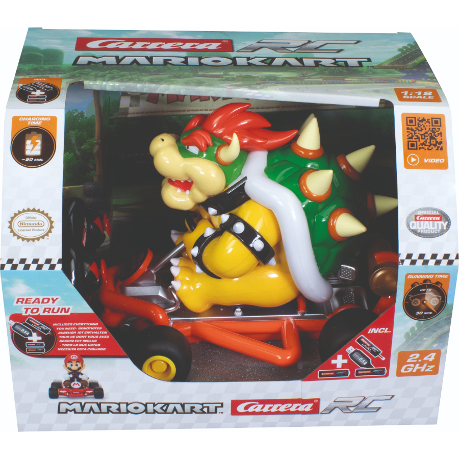 Carrera Radio Control 1:18 Scale Mario Kart Pipe Kart Bowser 2.4 GHz With USB Charging