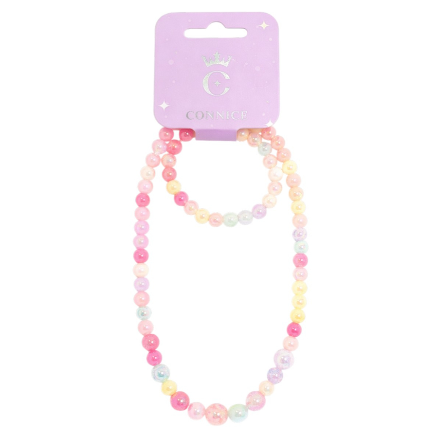 Kids Necklace & Bracelet Set Macaron Colour Beads