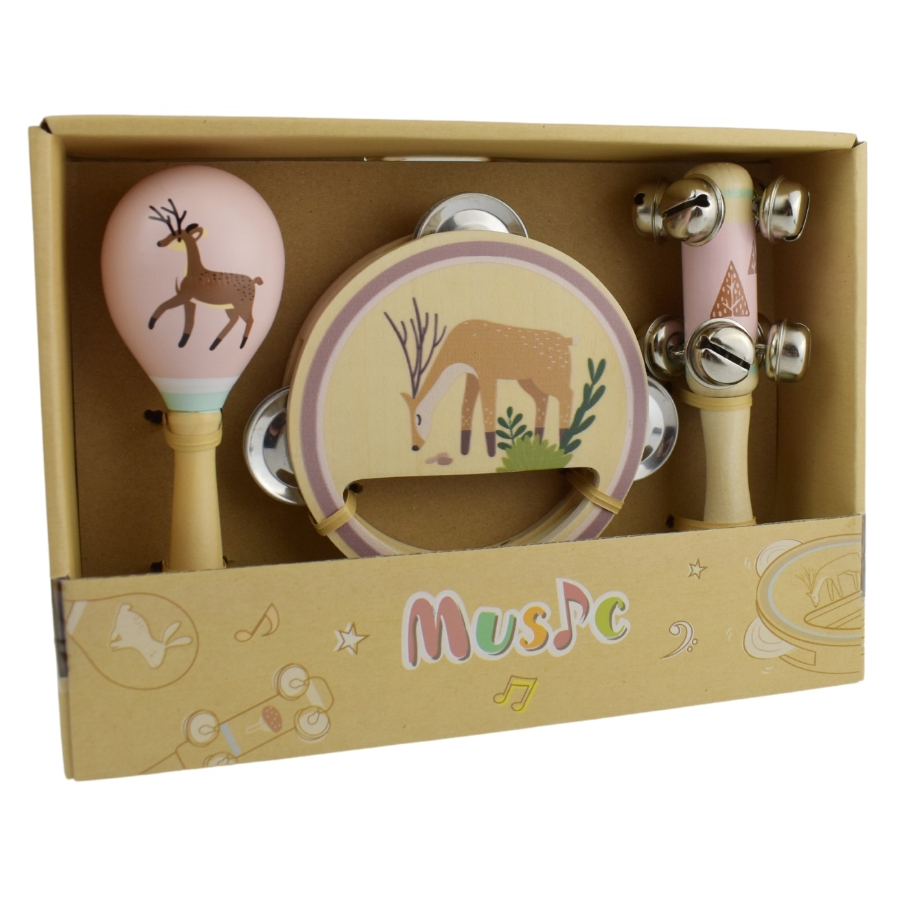 Wooden Musical Set With 3 Instruments Assorted
