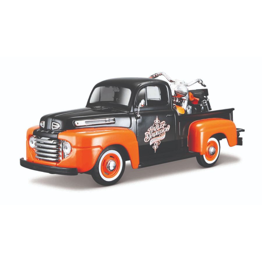 Maisto Diecast 1:24 Harley Davidson Ford 1948 F-1 Pickup & 1958 FLH Duo Glide