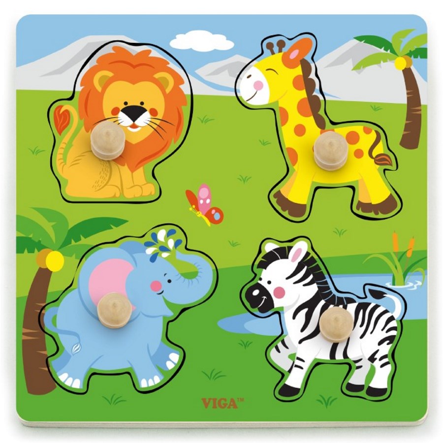 Puzzle Large Knob Wild Animals