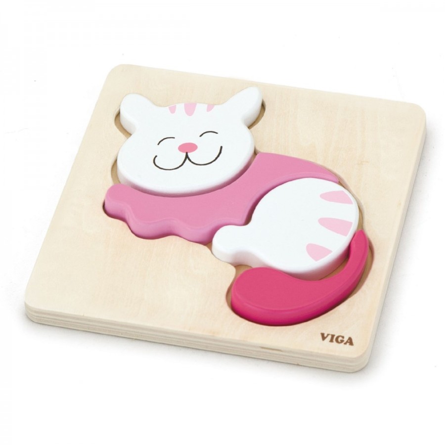 Mini Wood Block Puzzle Cat