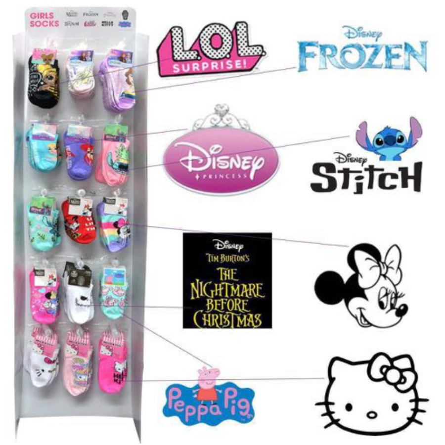 Kids Socks Licensed G Sizes 4-6 & 6-8 Assorted