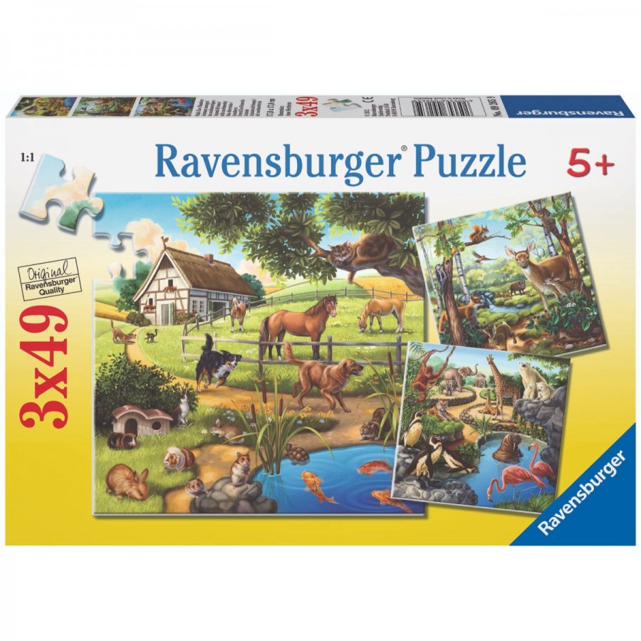Ravensburger Puzzle 3x49 Piece Forest Zoo & Pets