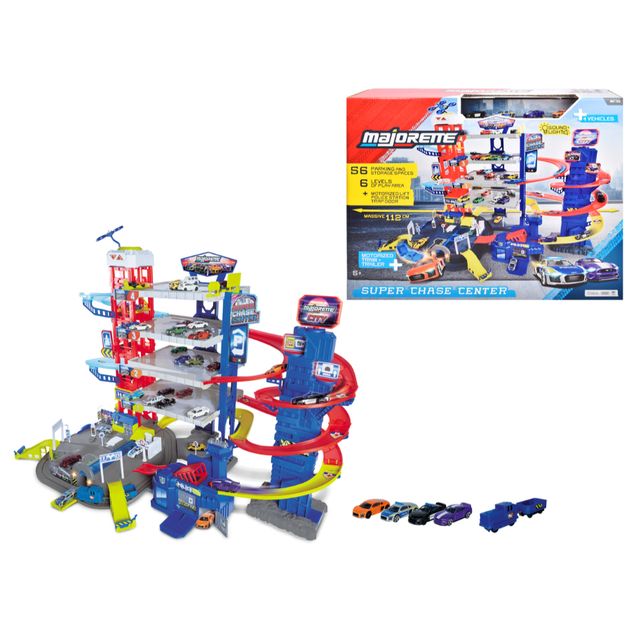 Majorette Car Garage With 6 Levels Lift Vehicles x 4 Lights & Sounds
