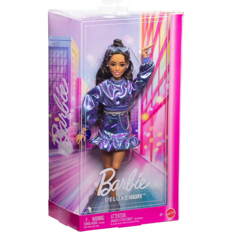 Barbie Deluxe Style Fashion Doll With Metallic Blue Top