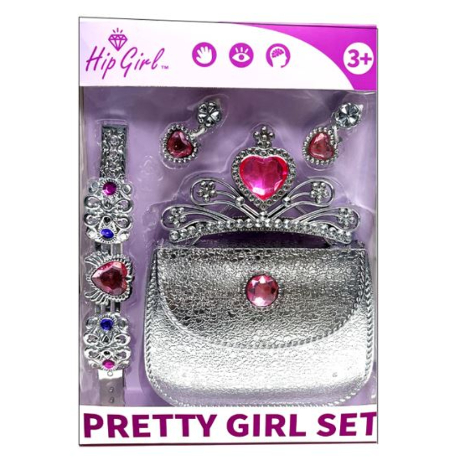 Silver Clutch Bag With Fashion Accessories