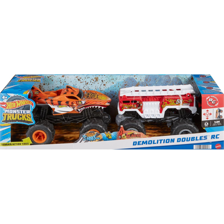 Hot Wheels Radio Control 1:24 Monster Trucks Tiger Shark & 5-Alarm Twin Pack