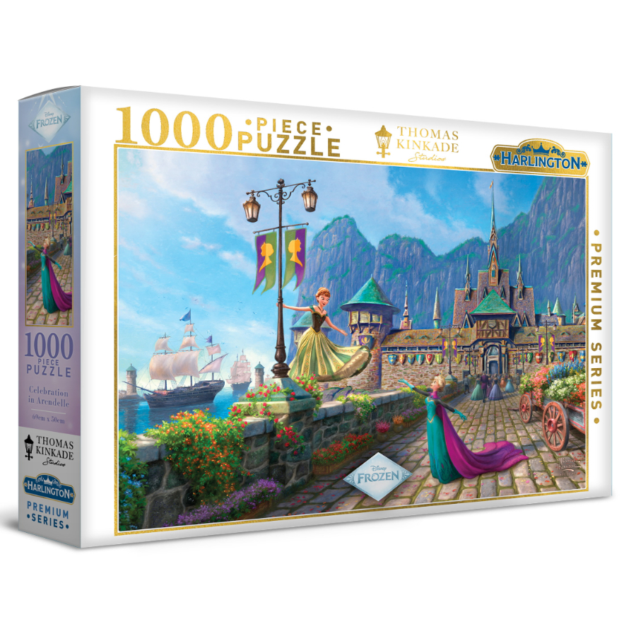 Harlington 1000 Piece Puzzle Thomas Kinkade Design Frozen Celebration In Arendelle