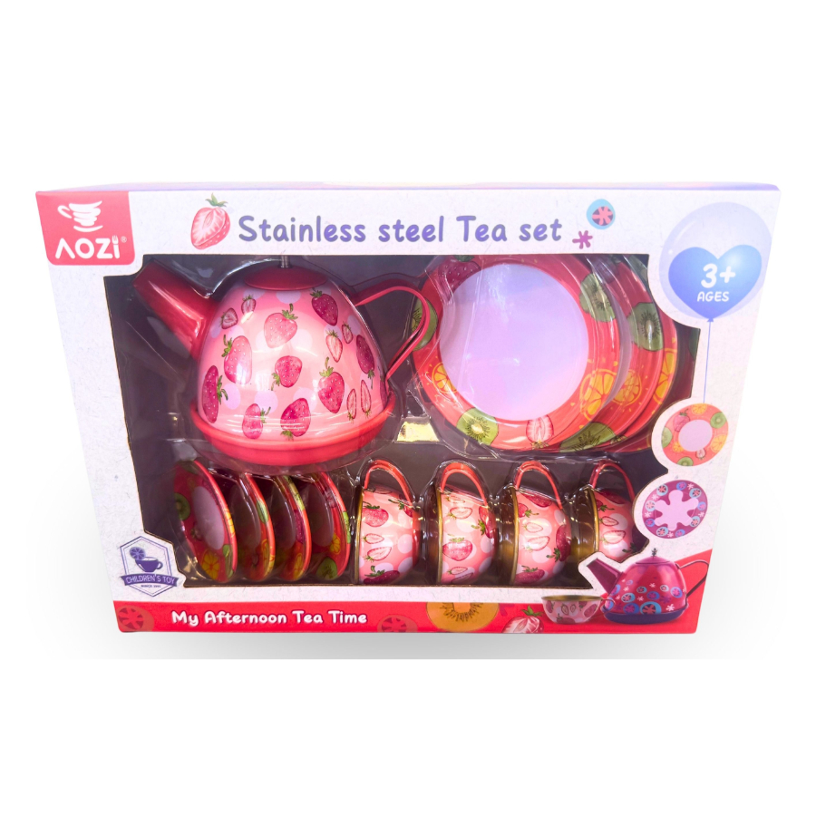 Tea Set Tin Strawberry Design | Toys | Casey's Toys