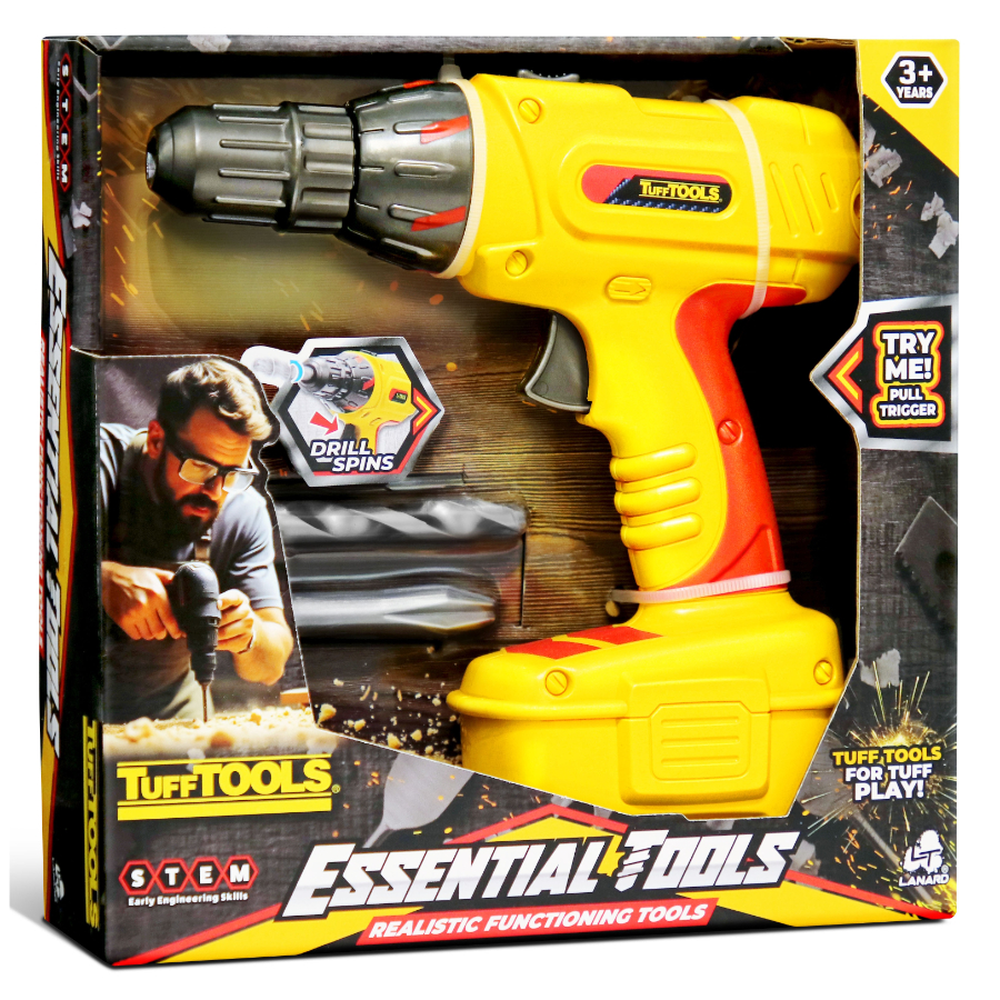 Tuff Tools Drill With Realistic Mechanical Action & Drill Bits