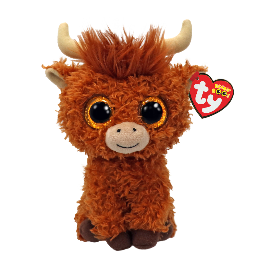 Ty Beanie Boos Regular Plush Alfie Highland Cow Brown