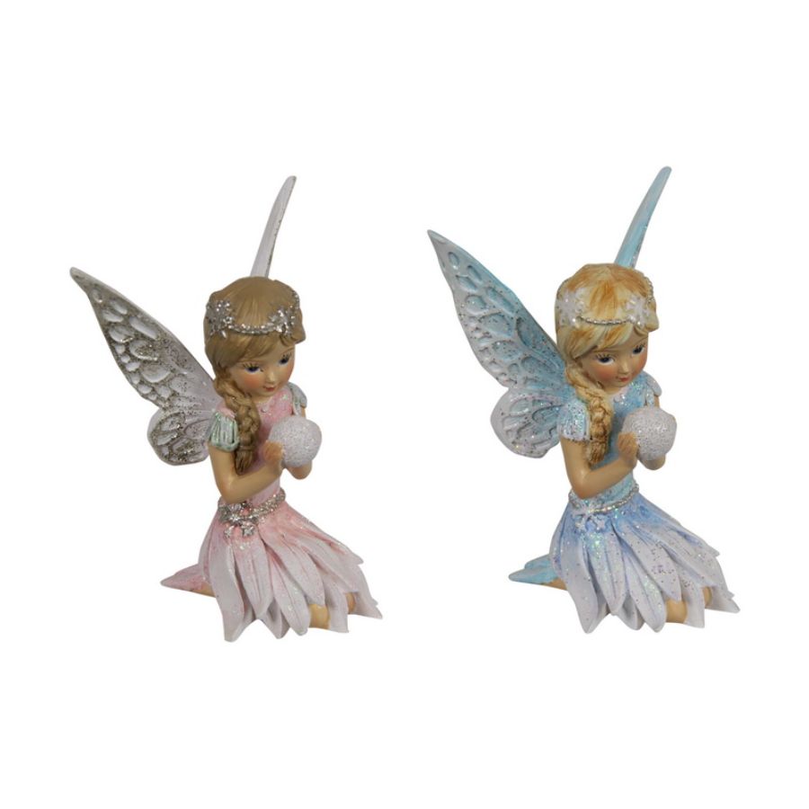Winter Fairies Sitting Pink & Blue Assorted