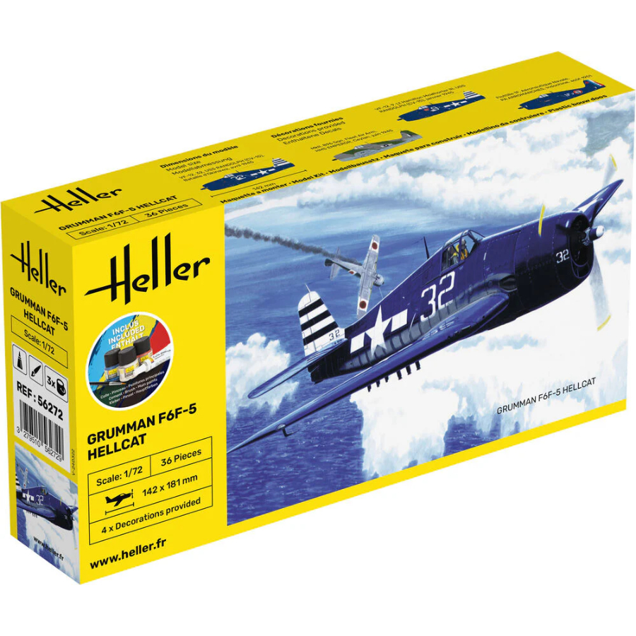 Heller Model Kit 1:72 Starter Kit Grumman F6F-5 Hellcat