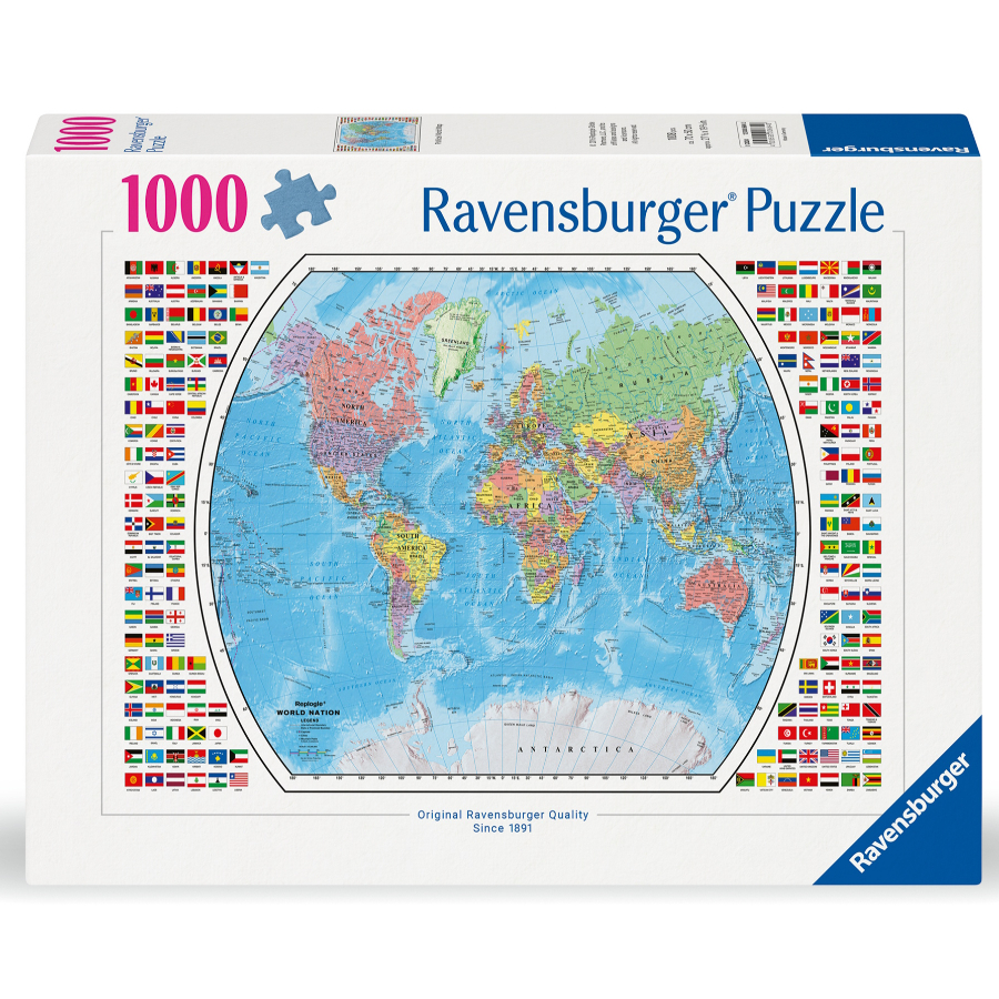 Ravensburger Puzzle 1000 Piece Political World Map With Flags SF