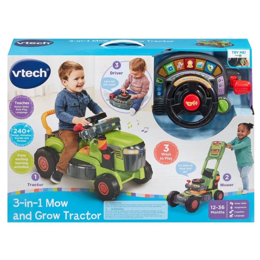 VTech 3 In 1 Mow & Grow Tractor Green