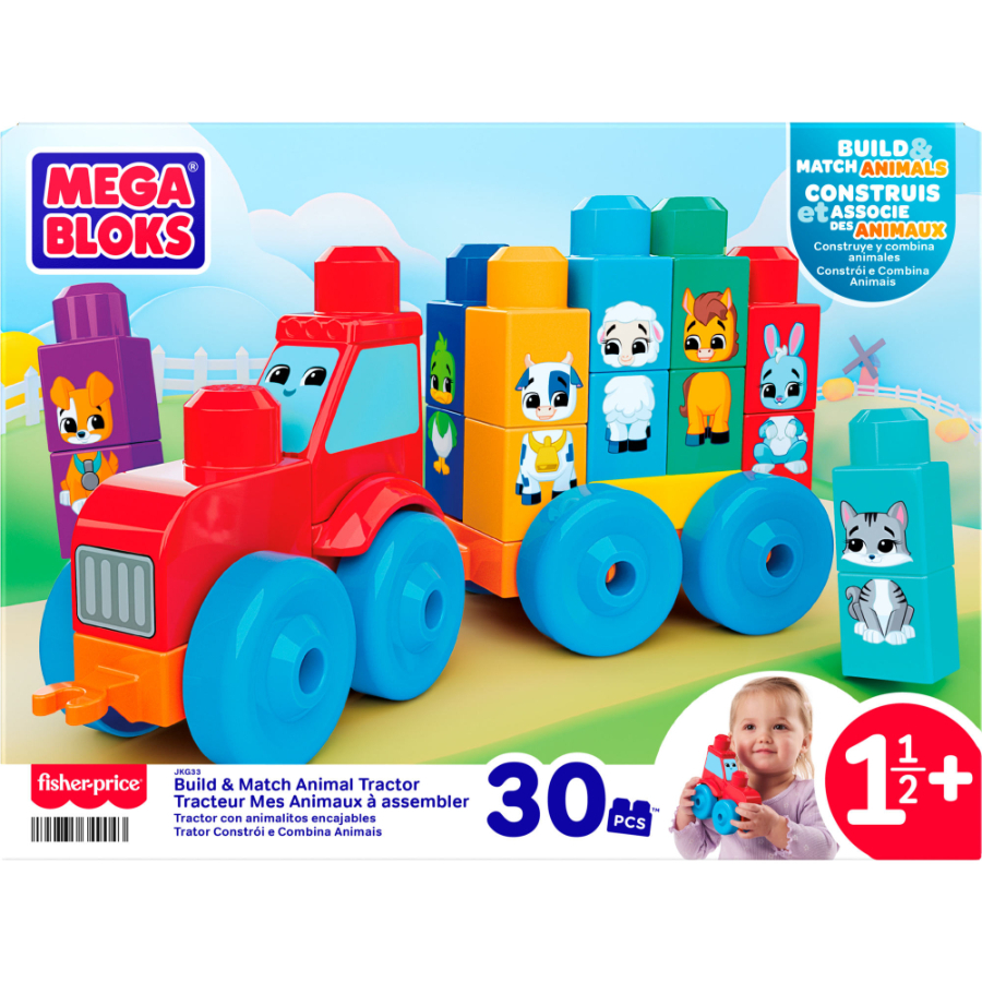 Mega Bloks Build & Match Animal Tractor With 30 Blocks