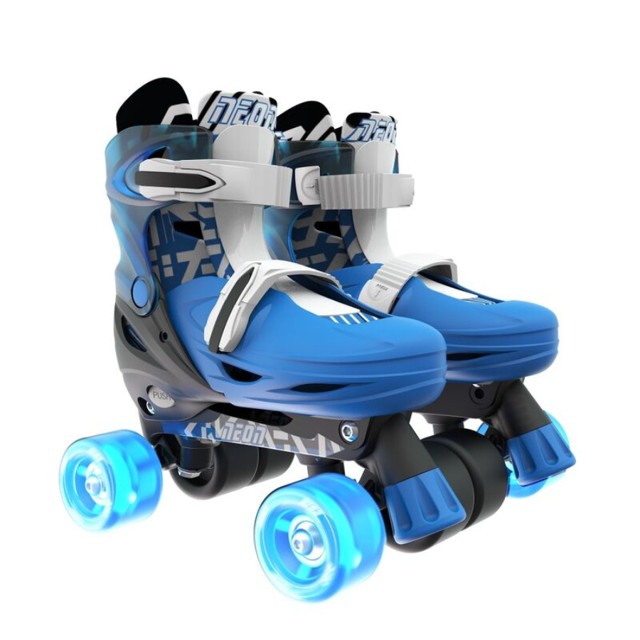 Yvolution Roller & Inline Skate Combo Neon Blue Adjustable Size 3-6