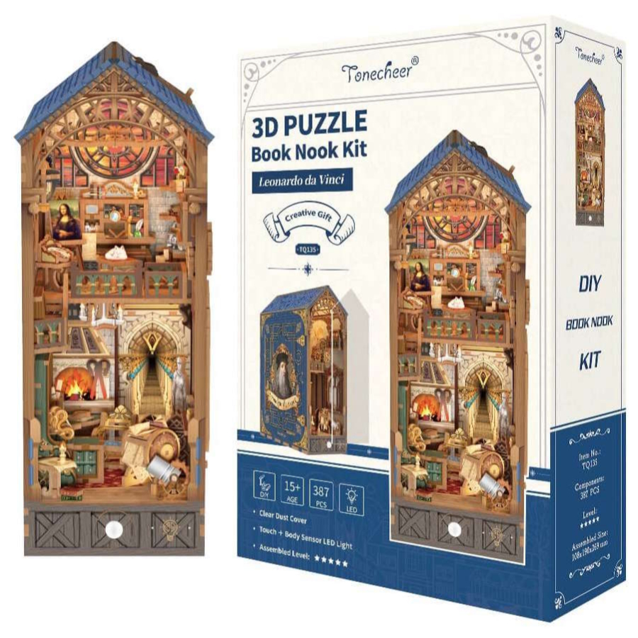 Tonecheer Book Nook Model Kit Leonardo Da Vinci