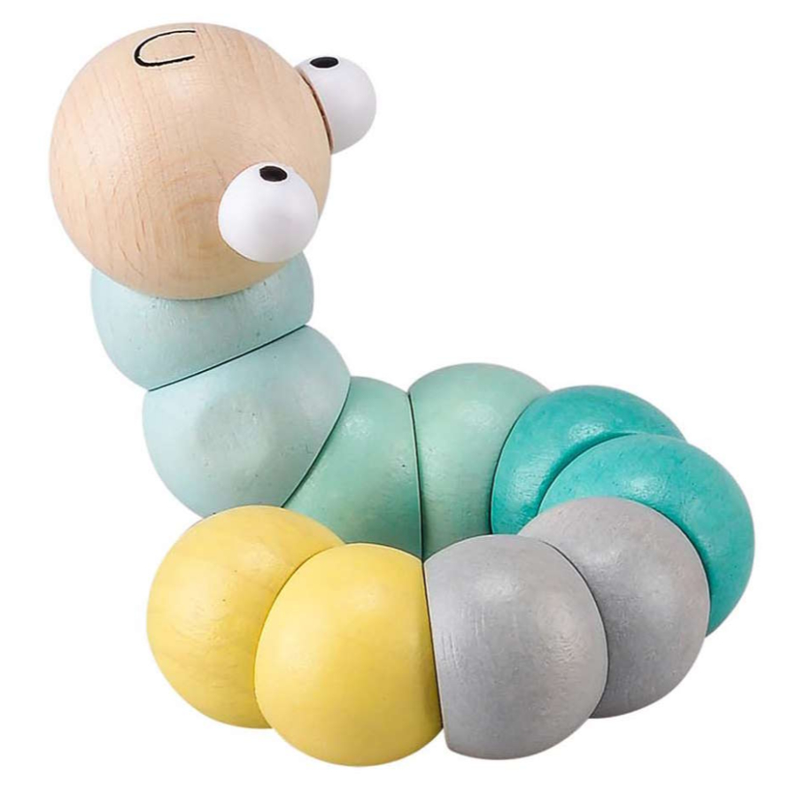 Caterpillar Jointed Wood Pastel Colours Assorted