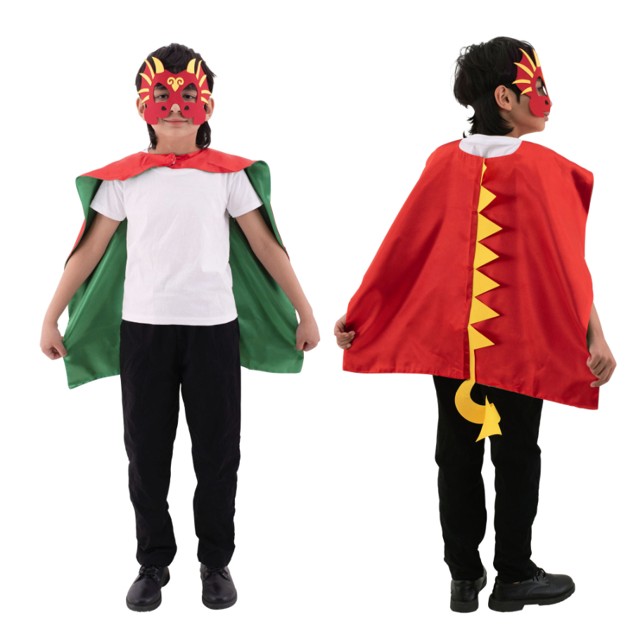 Kids Dress Up Cape & Mask Red Dragon Set