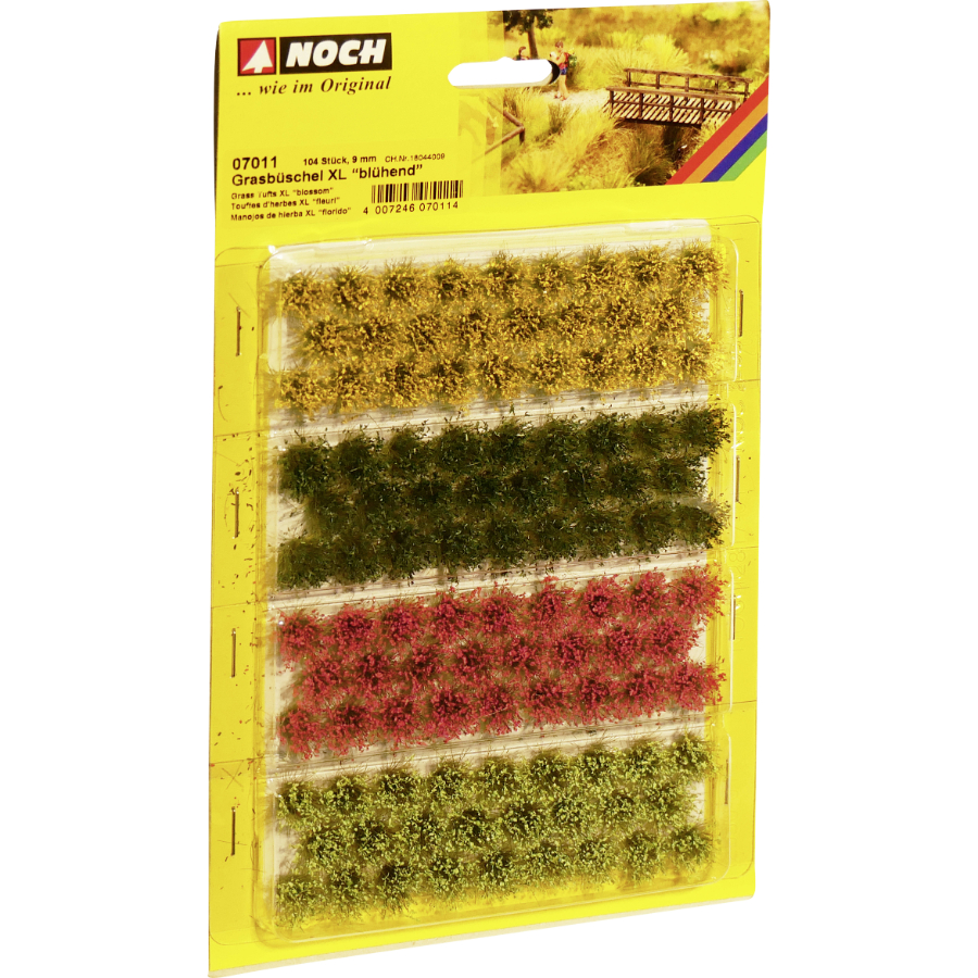Noch Rail Trains Scenery Grass Tufts XL Blooming Red Yellow & Light-Darkgreen