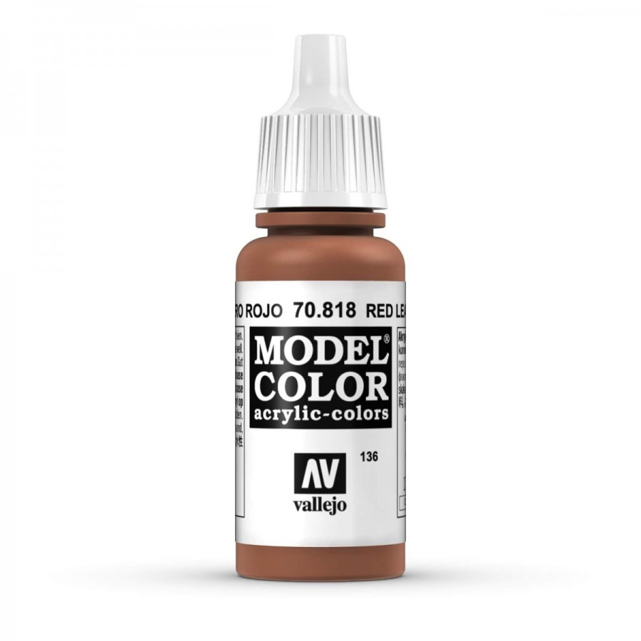 Vallejo Acrylic Paint Model Colour Red Leather 17-18ml