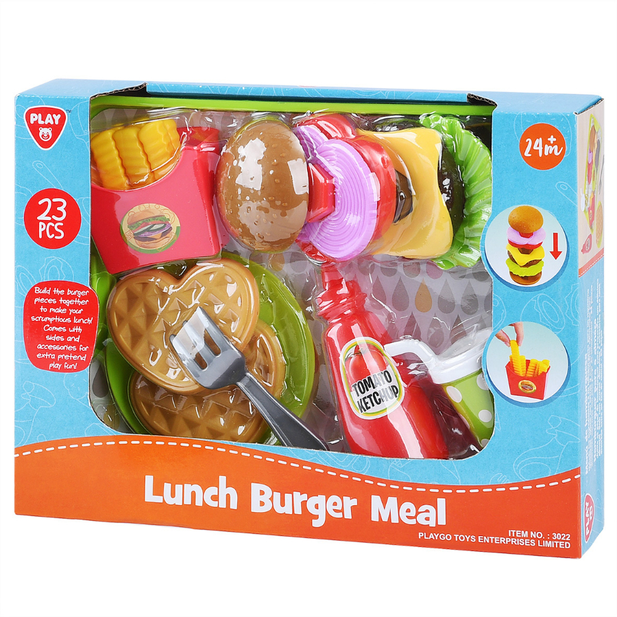 Toy Food Lunch Burger Meal With 23 Pieces