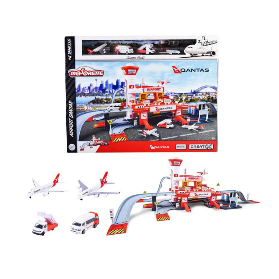 Majorette Diecast Playset Qantas Airport & Vehicles