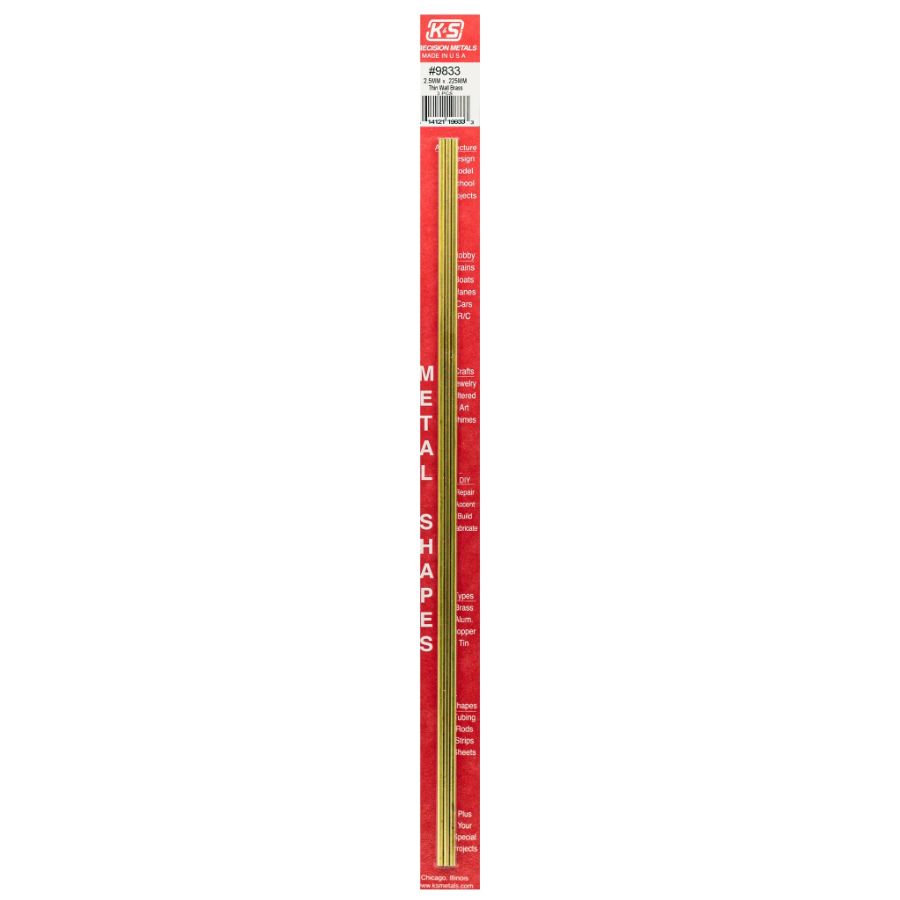 K&S Brass Round Tube 2.5 ODx300mm 0.22 Wall M0083 3 Pack