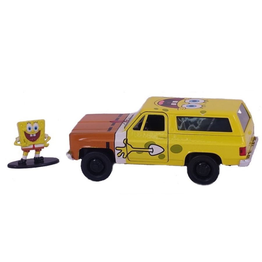 Jada Diecast 1:32 1980 Chevy K5 Blazer With Spongebob Squarepants Figure