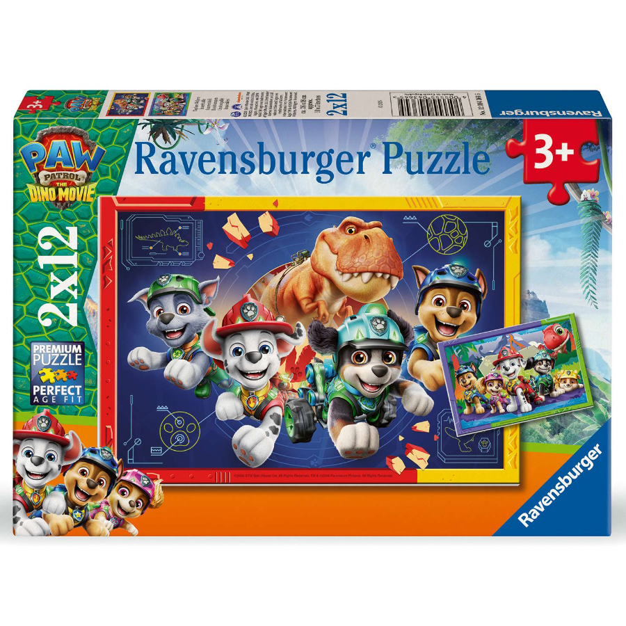 Ravensburger Puzzle 2x12 Paw Patrol 3 Dino Movie