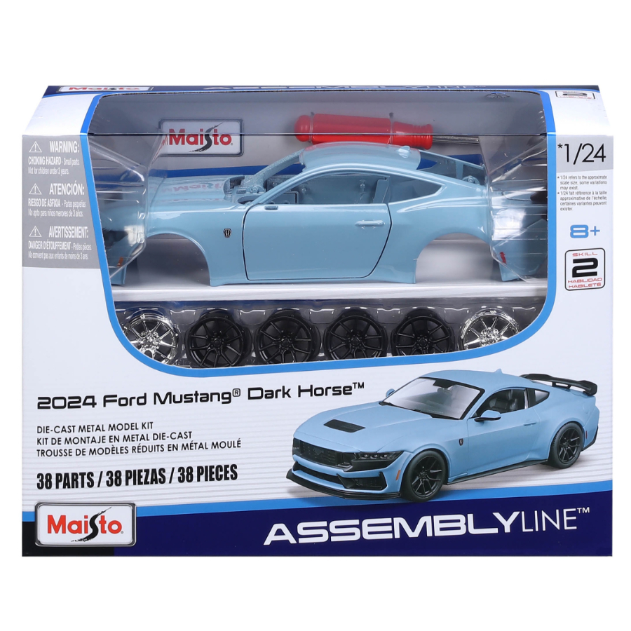 Maisto Diecast 1:24 Kit 2024 Ford Mustang Dark Horse Blue Grey