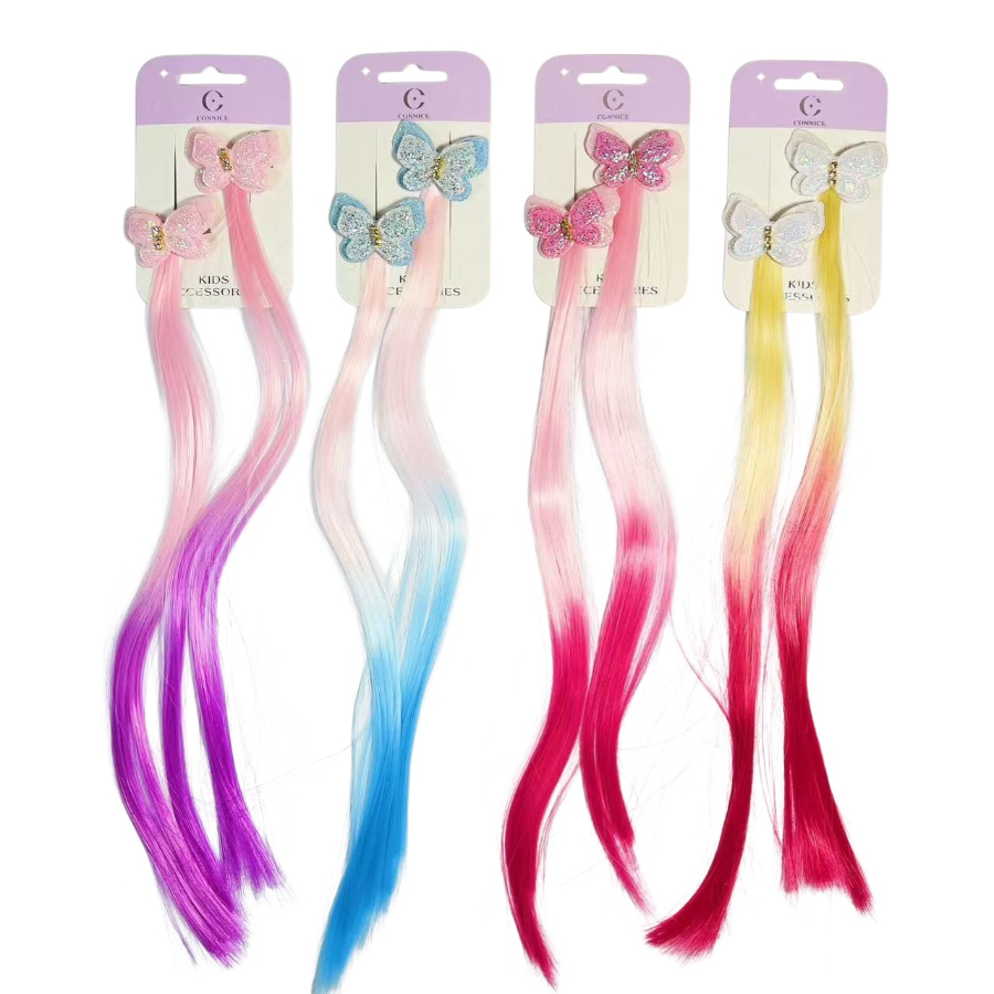 Kids Wigs Glitter Butterfly Sleepie Clip Assorted