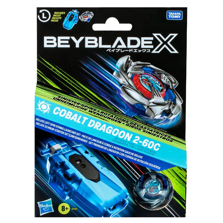Beyblade X Left Spin String Launcher Cobalt Dragoon