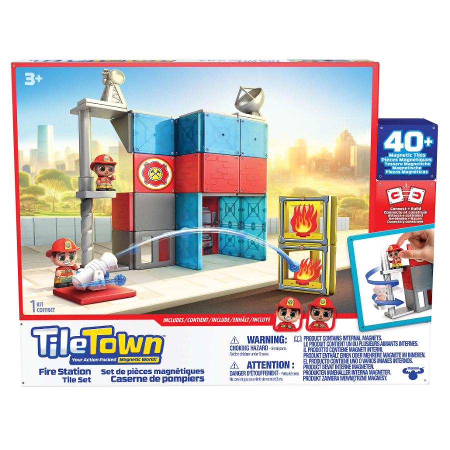 Tile Town Fire Station Magnetic Tile 46 Piece Set