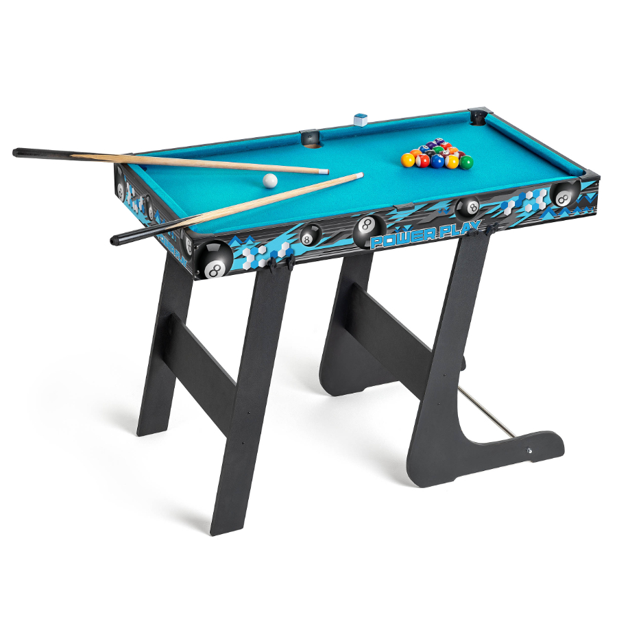 Power Play Pool Table With Folding Legs 92cm x 51cm x 69cm High