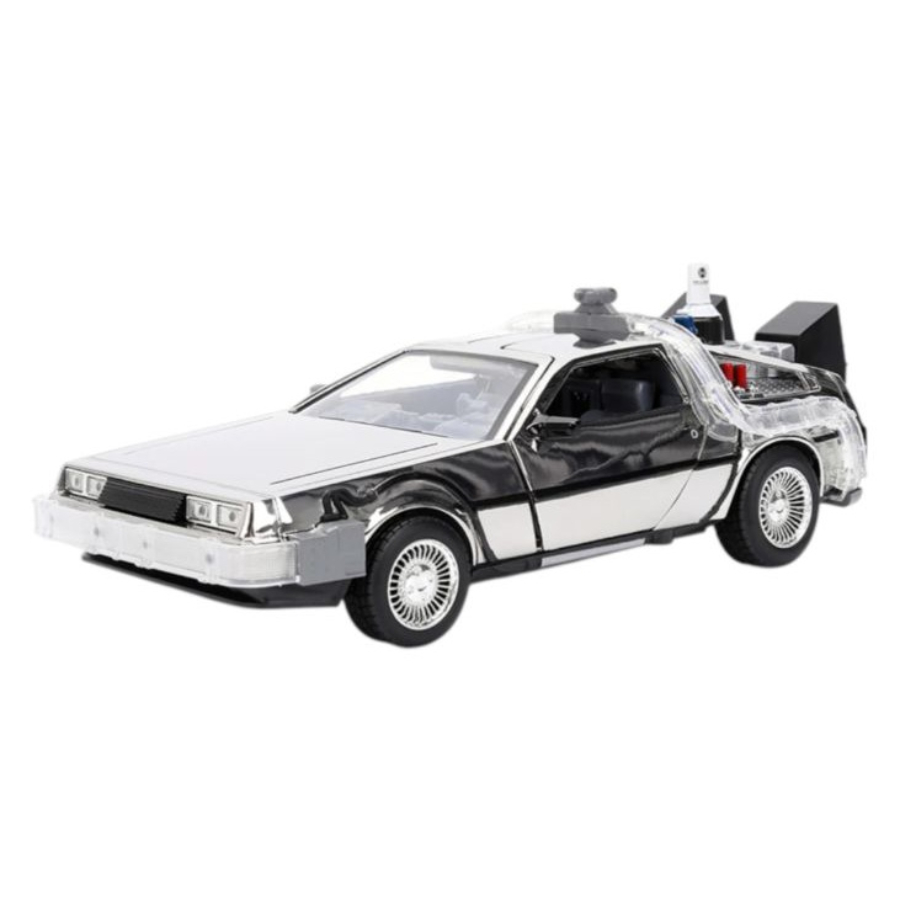 Jada Diecast 1:24 Back To The Future 2 Delorean Time Machine Black Chrome