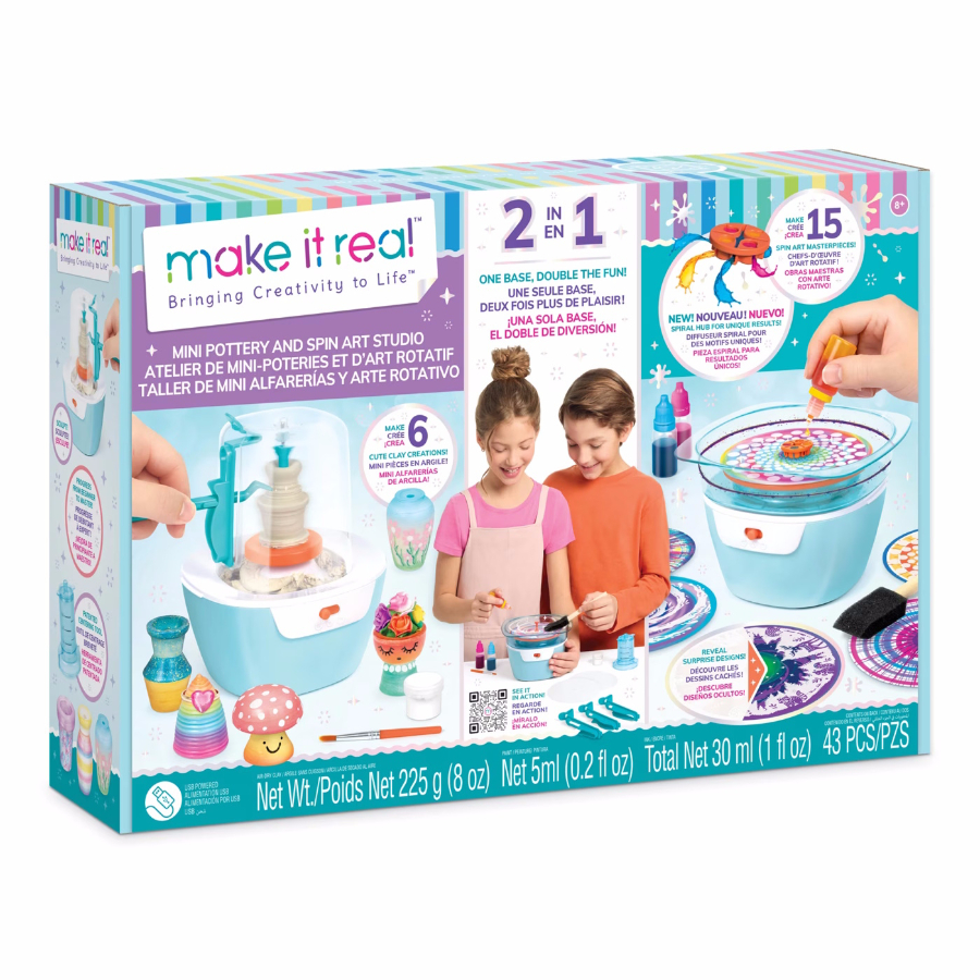 Make It Real 2 In 1 Mini Pottery & Spin Art Studio
