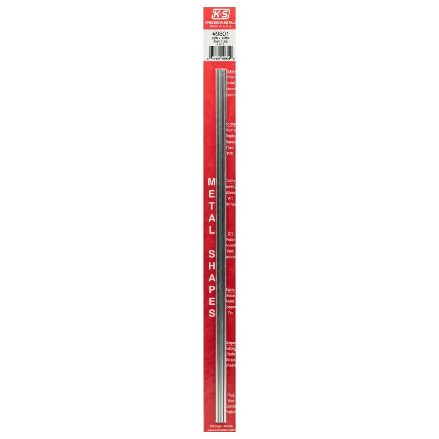 K&S Aluminium Round Tube 2.0x300mm 0.45 Wall M0010 4 Pack