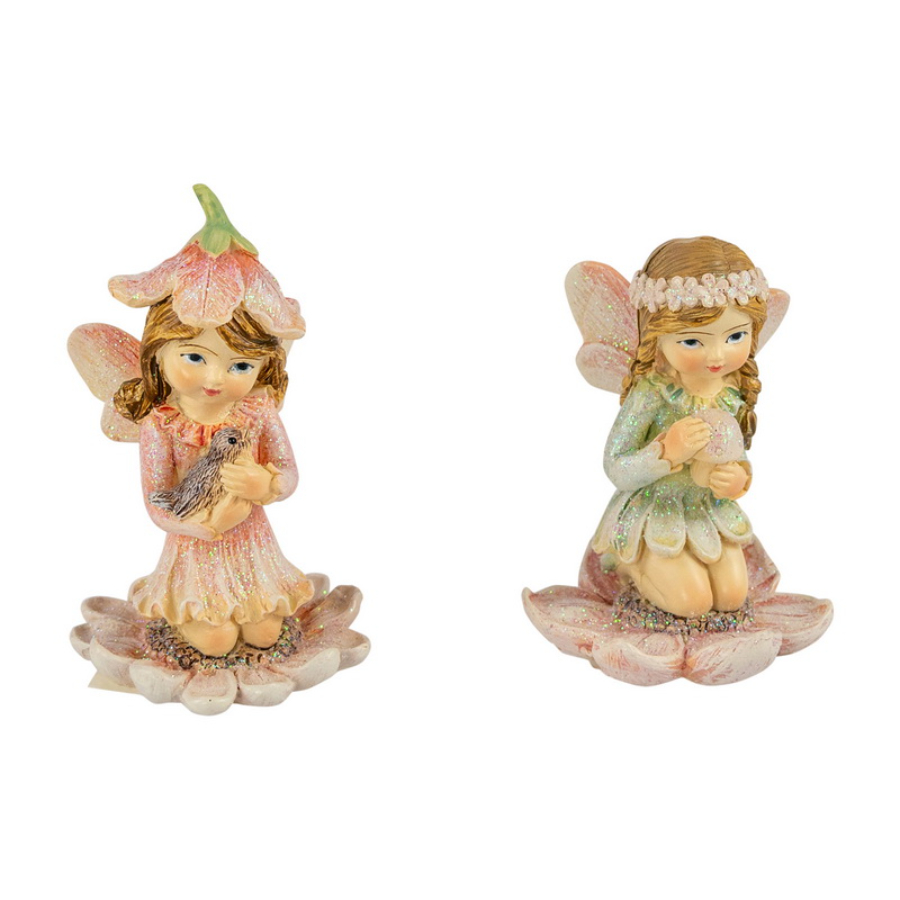 Fairy Sitting On Flower 7cm Assorted
