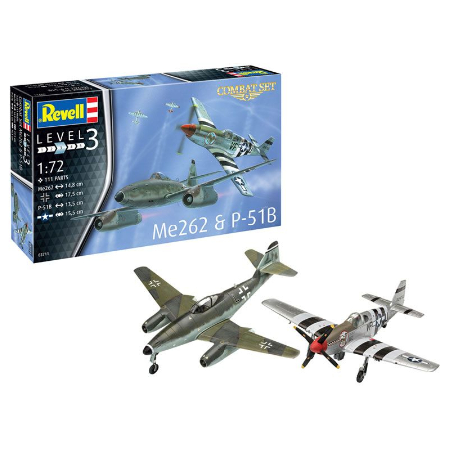 Revell Model Kit 1:72 Messerschmitt ME262 & Mustang P51B Combat Set