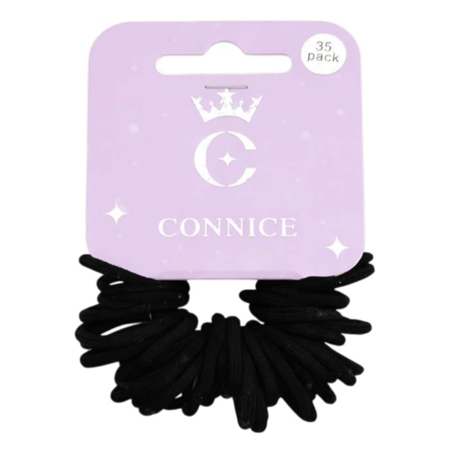 Kids Hair Ties Mini Plain Black 35 Pack