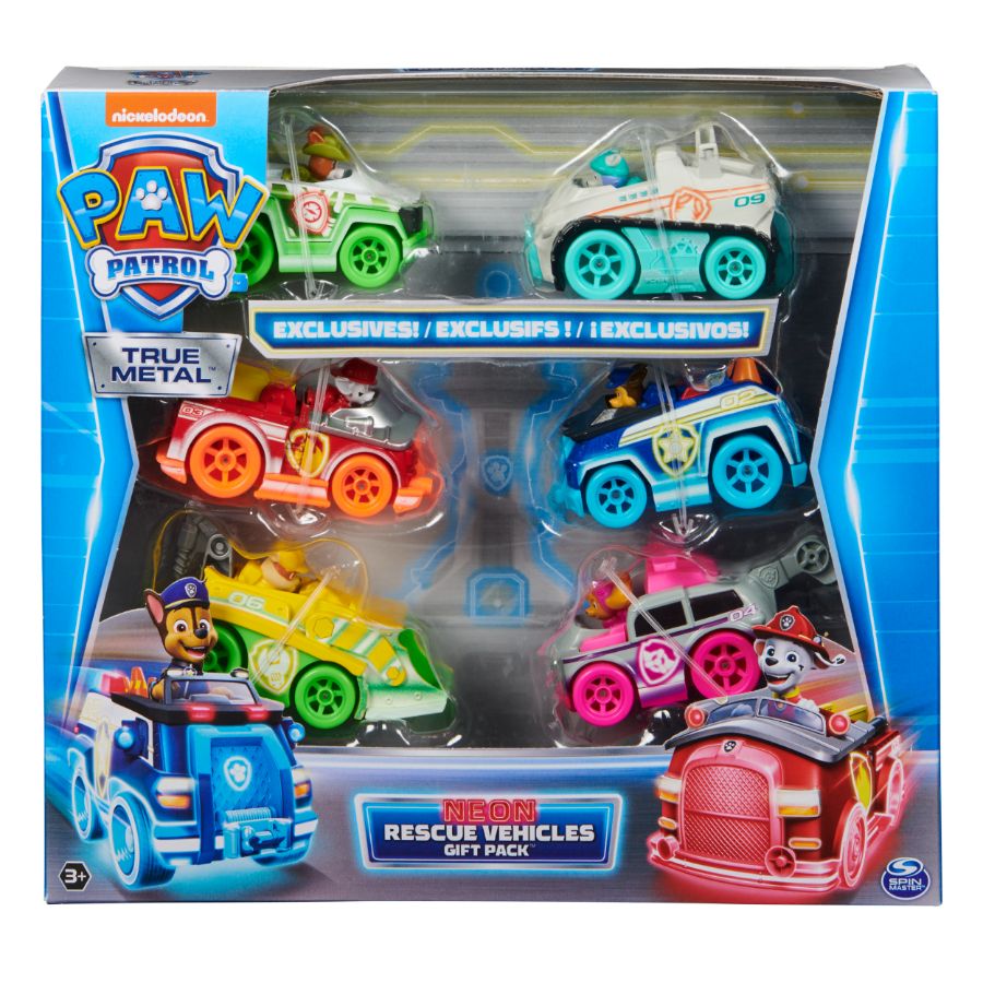 Paw Patrol True Metal Diecast Neon Vehicles Gift Pack
