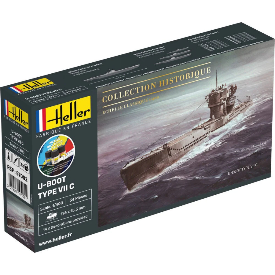 Heller Model Kit 1:400 Starter Kit U-Boat Type VII C