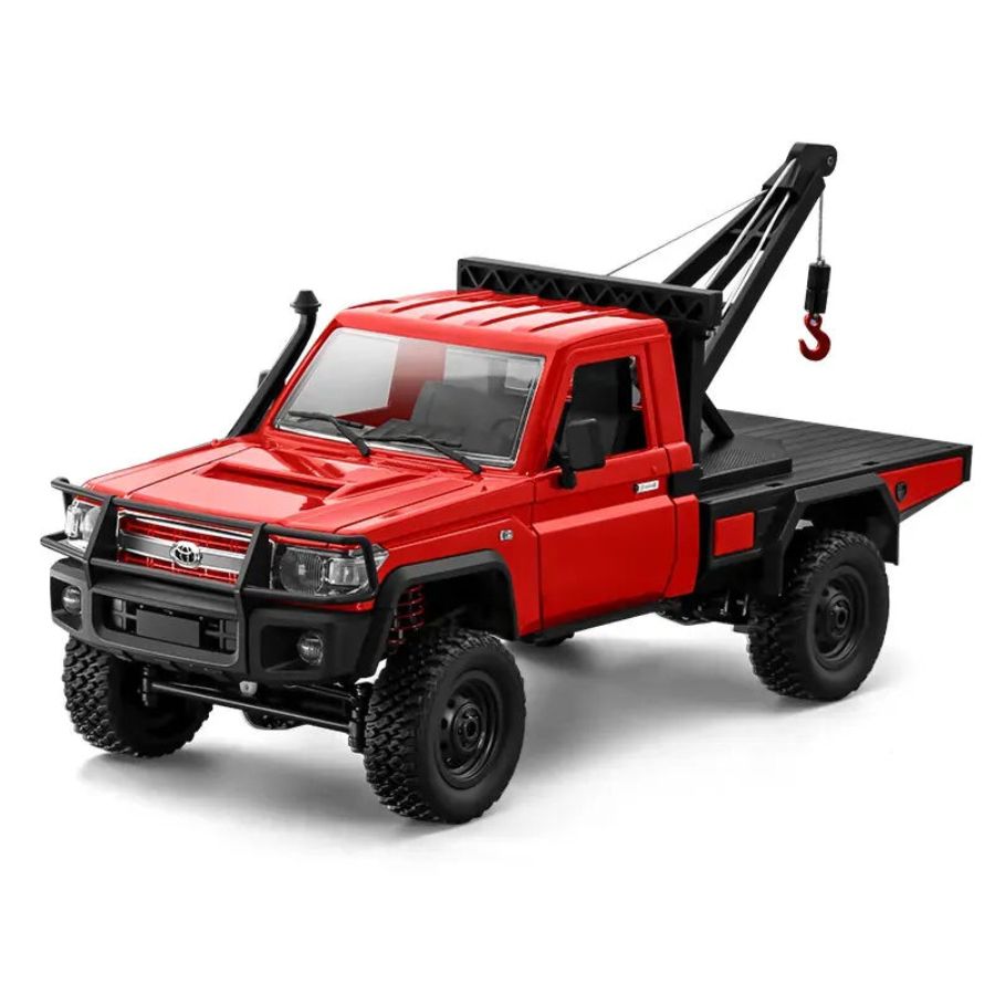 MN Model Radio Control 1:12 Toyota LC79 4WD RC Crawler Red With Crane Attachment