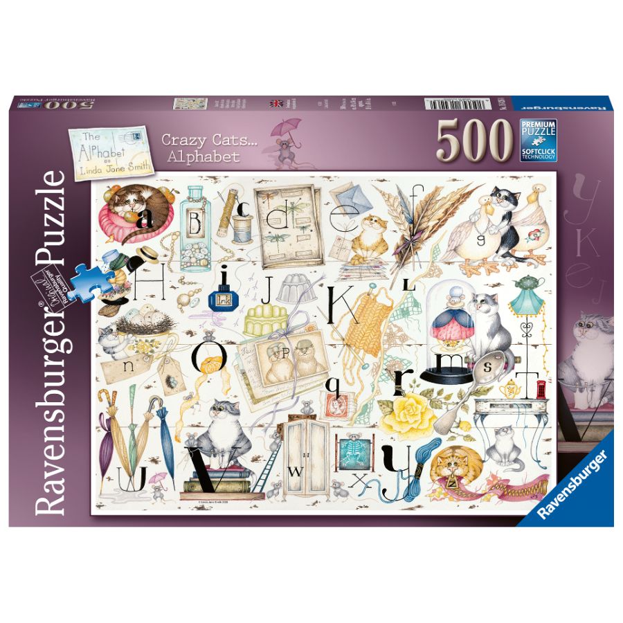 Ravensburger Puzzle 500 Piece Crazy Cats Alphabet