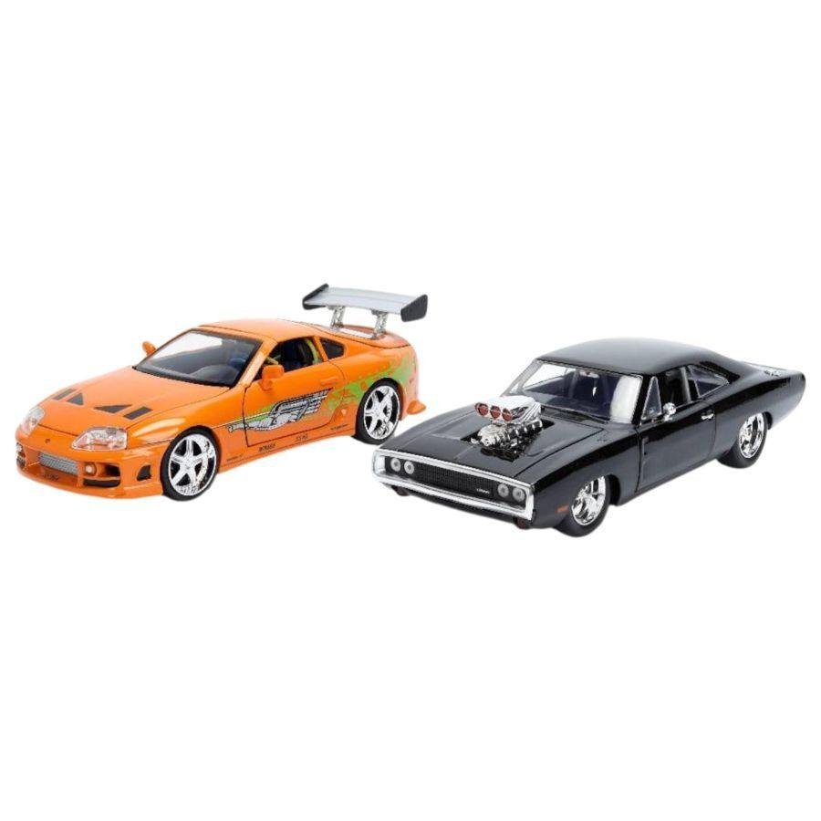 Jada Diecast 1:24 Fast & Furious Doms 1970 Charger RT & Brians 1995 Toyota Supra 25th Anniversary Twin Pack