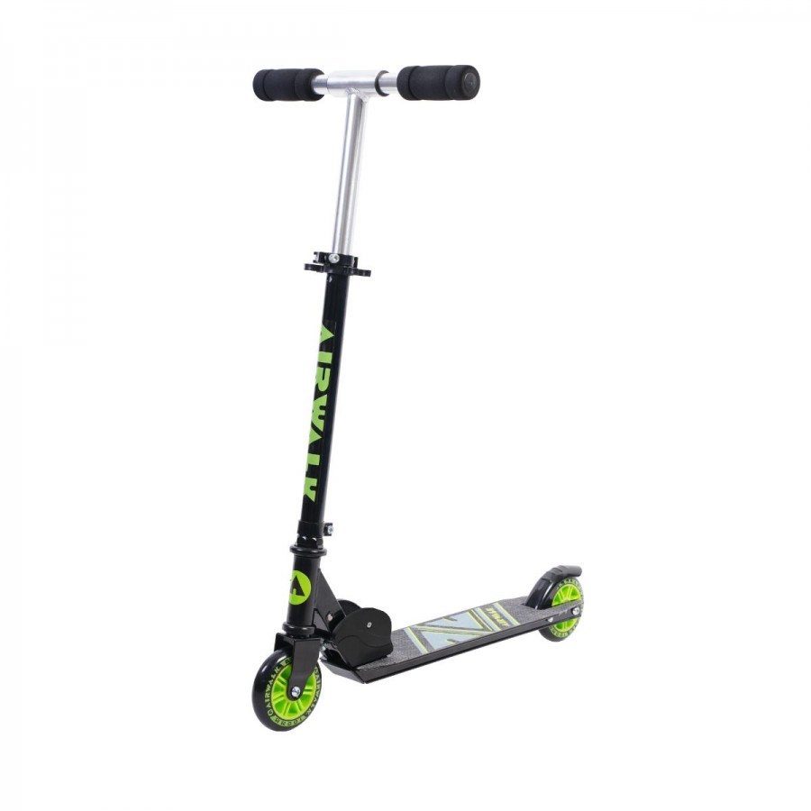 Airwalk Inline Folding Adjustable Height Kick Scooter Black Green